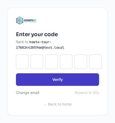 The 6-digit code entry screen after requesting a login code